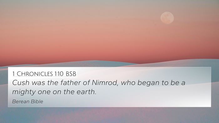 1 Chronicles 1:10 BSB 4K Wallpaper - Cush was the father of Nimrod, who began to be a - 4K Wallpaper Bible Verse