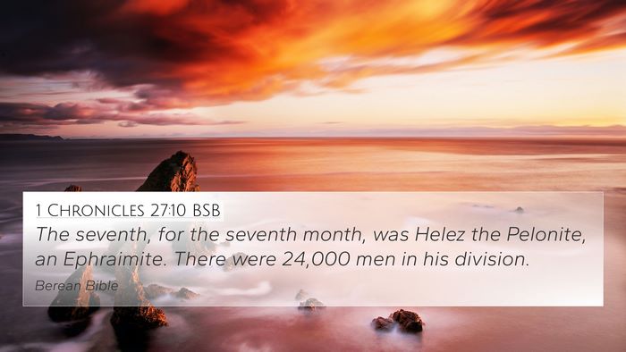 1 Chronicles 27:10 BSB 4K Wallpaper - The seventh, for the seventh month, was Helez the - 4K Wallpaper Bible Verse