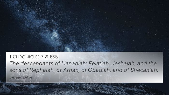 1 Chronicles 3:21 BSB 4K Wallpaper - The descendants of Hananiah: Pelatiah, Jeshaiah, - 4K Wallpaper Bible Verse