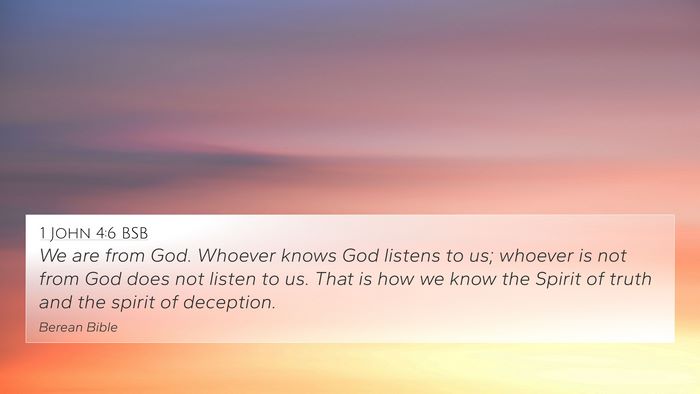 1 John 4:6 BSB 4K Wallpaper - We are from God. Whoever knows God listens to us; - 4K Wallpaper Bible Verse