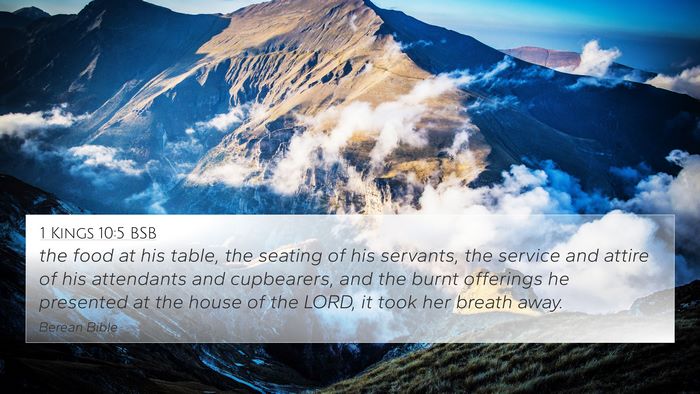 1 Kings 10:5 BSB Bible Verse Image