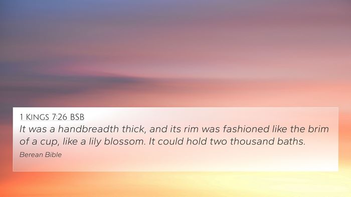 1 Kings 7:26 BSB 4K Wallpaper - It was a handbreadth thick, and its rim was - 4K Wallpaper Bible Verse