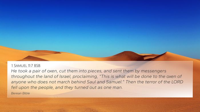 1 Samuel 11:7 BSB 4K Wallpaper - He took a pair of oxen, cut them into pieces, and - 4K Wallpaper Bible Verse