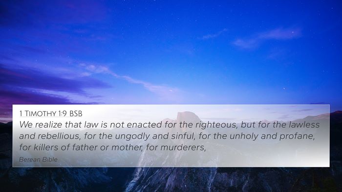 1 Timothy 1:9 BSB Bible Verse Image