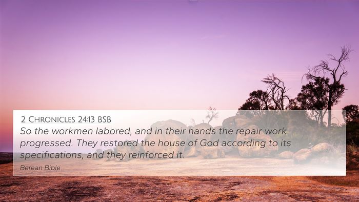 2 Chronicles 24:13 BSB 4K Wallpaper - So the workmen labored, and in their hands the - 4K Wallpaper Bible Verse