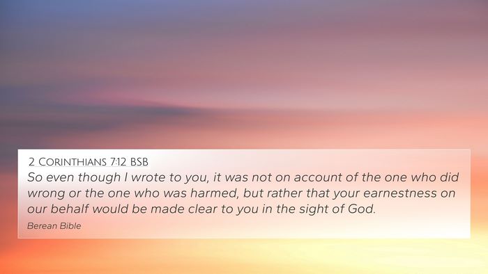 2 Corinthians 7:12 BSB Bible Verse Image