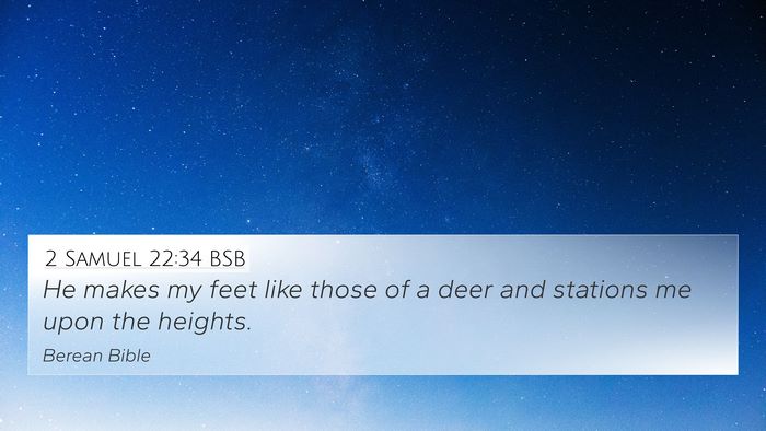 2 Samuel 22:34 BSB Bible Verse Image