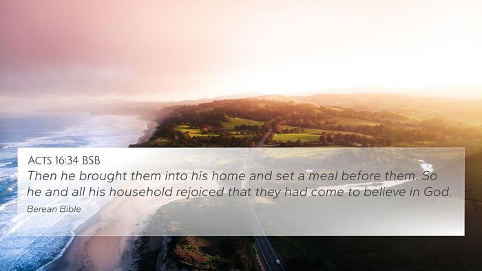 Acts 16:34 BSB Bible Verse Image