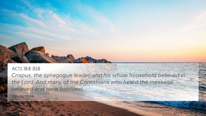 Acts 18:8 BSB Bible Verse Image