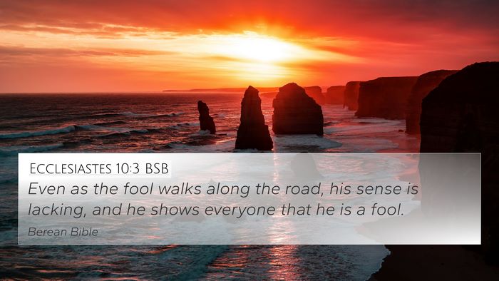 Ecclesiastes 10:3 BSB 4K Wallpaper - Even as the fool walks along the road, his sense - 4K Wallpaper Bible Verse