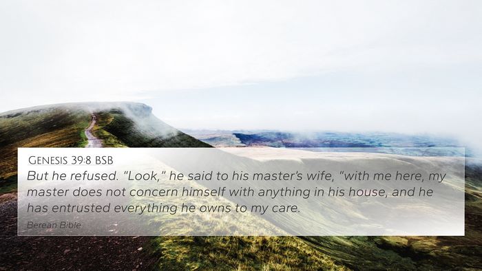 Genesis 39:8 BSB Bible Verse Image