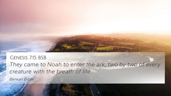 Genesis 7:15 BSB 4K Wallpaper - They came to Noah to enter the ark, two by two of - 4K Wallpaper Bible Verse