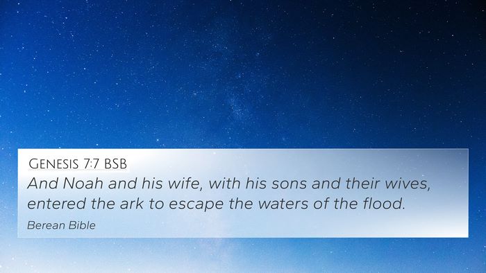 Genesis 7:7 BSB Bible Verse Image