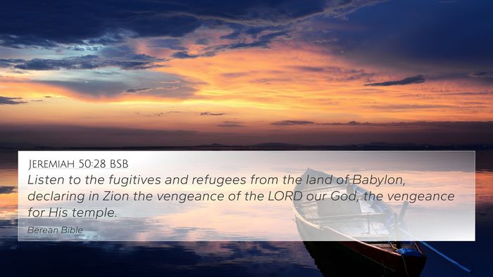 Jeremiah 50:28 BSB Bible Verse Image
