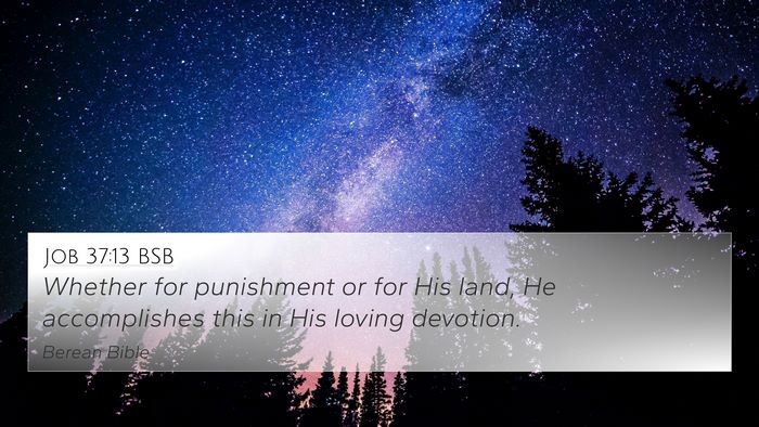 Job 37:13 BSB 4K Wallpaper - Whether for punishment or for His land, He - 4K Wallpaper Bible Verse