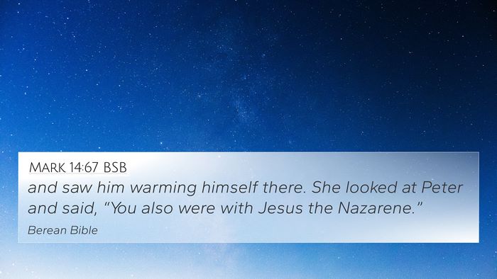 Mark 14:67 BSB 4K Wallpaper - and saw him warming himself there. She looked at - 4K Wallpaper Bible Verse