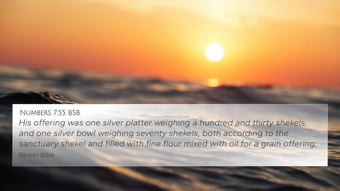 Numbers 7:55 BSB 4K Wallpaper - His offering was one silver platter weighing a - 4K Wallpaper Bible Verse