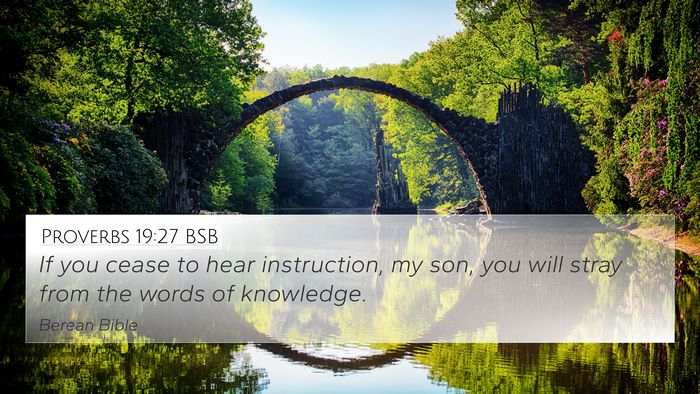 Proverbs 19:27 BSB 4K Wallpaper - If you cease to hear instruction, my son, you - 4K Wallpaper Bible Verse