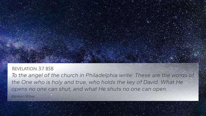 Revelation 3:7 BSB Bible Verse Image