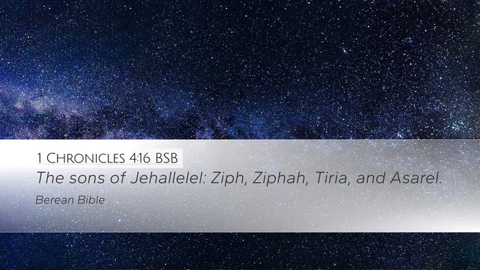 1 Chronicles 4:16 BSB Desktop Wallpaper - The sons of Jehallelel: Ziph, Ziphah, Tiria, and - Desktop Bible Verse Wallpaper