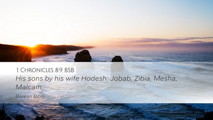 1 Chronicles 8:9 BSB Desktop Wallpaper - His sons by his wife Hodesh: Jobab, Zibia, Mesha, - Desktop Bible Verse Wallpaper