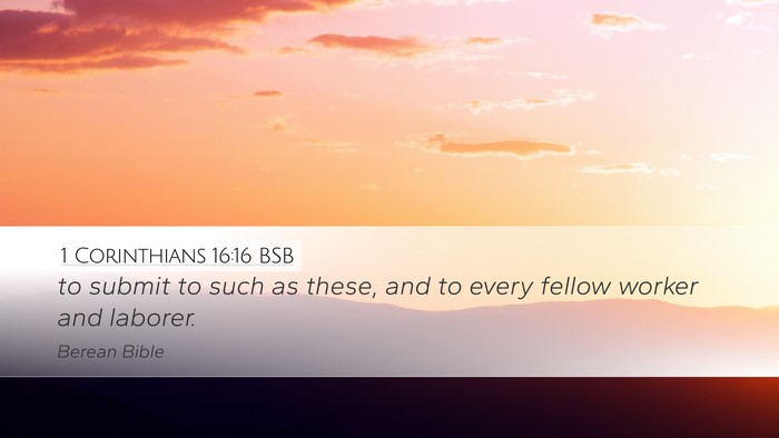 1 Corinthians 16:16 BSB Desktop Wallpaper - to submit to such as these, and to every fellow - Desktop Bible Verse Wallpaper