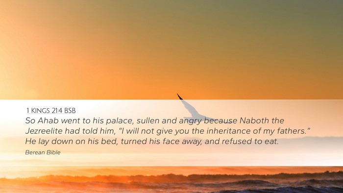1 Kings 21:4 BSB Desktop Wallpaper - So Ahab went to his palace, sullen and angry - Desktop Bible Verse Wallpaper
