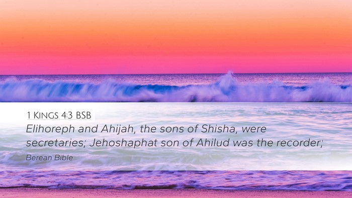 1 Kings 4:3 BSB Bible Verse Image