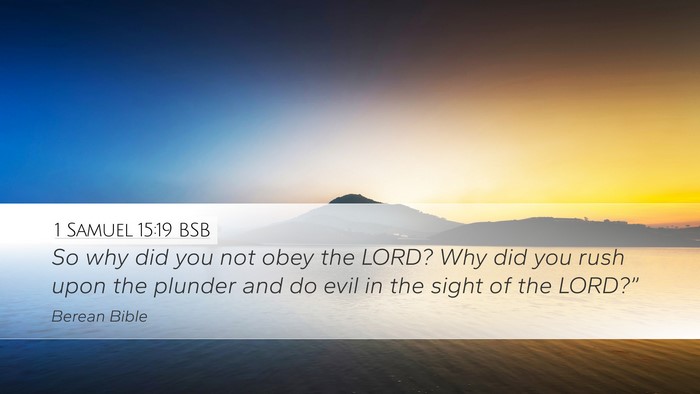 1 Samuel 15:19 BSB Bible Verse Image