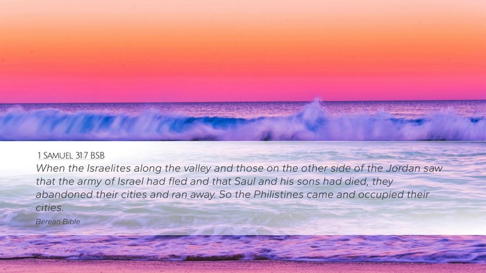 1 Samuel 31:7 BSB Bible Verse Image
