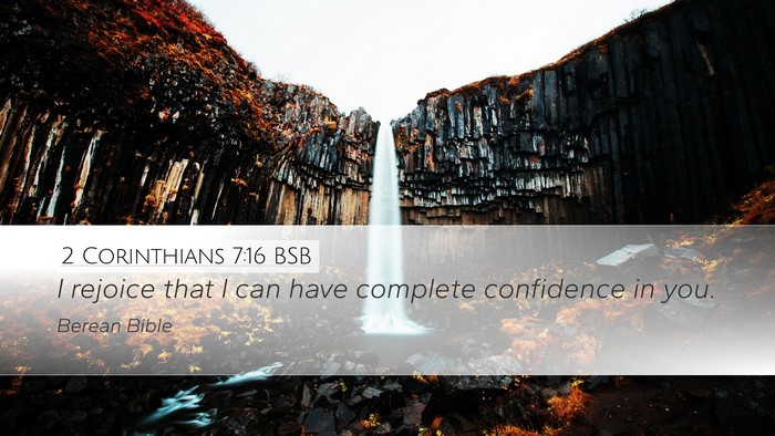 2 Corinthians 7:16 BSB Desktop Wallpaper - I rejoice that I can have complete confidence in - Desktop Bible Verse Wallpaper