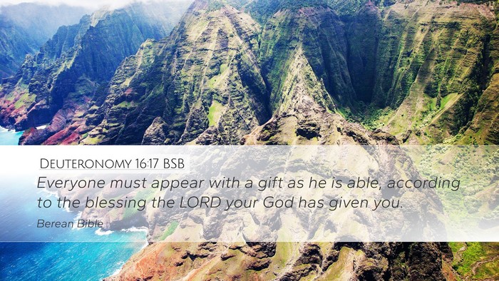 Deuteronomy 16:17 BSB Desktop Wallpaper - Everyone must appear with a gift as he is able, - Desktop Bible Verse Wallpaper