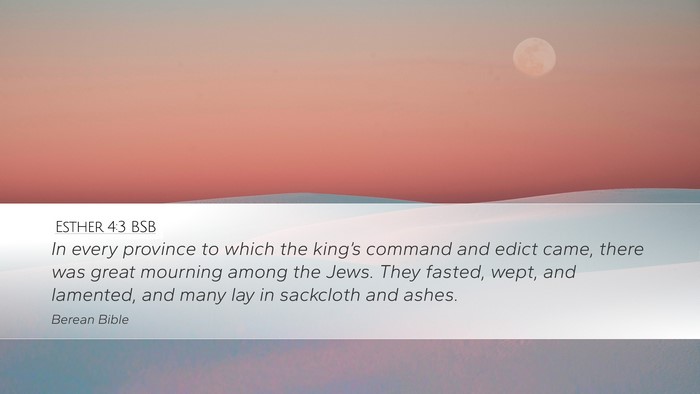 Esther 4:3 BSB Desktop Wallpaper - In every province to which the king’s command - Desktop Bible Verse Wallpaper