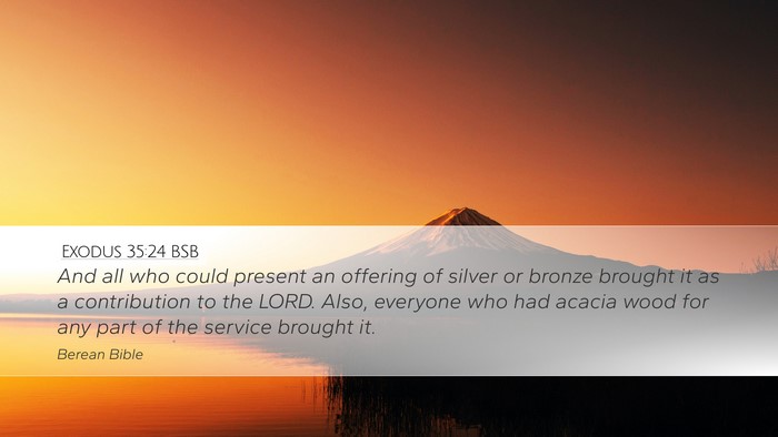 Exodus 35:24 BSB Desktop Wallpaper - And all who could present an offering of silver - Desktop Bible Verse Wallpaper