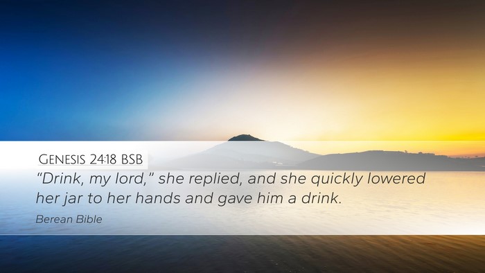Genesis 24:18 BSB Bible Verse Image