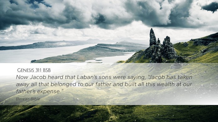 Genesis 31:1 BSB Desktop Wallpaper - Now Jacob heard that Laban’s sons were saying, - Desktop Bible Verse Wallpaper