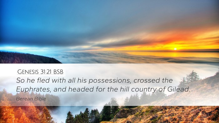 Genesis 31:21 BSB Bible Verse Image