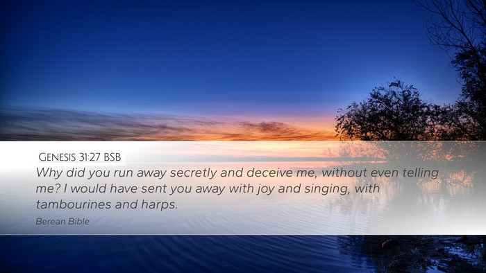 Genesis 31:27 BSB Bible Verse Image