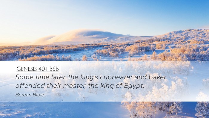 Genesis 40:1 BSB Desktop Wallpaper - Some time later, the king’s cupbearer and baker - Desktop Bible Verse Wallpaper