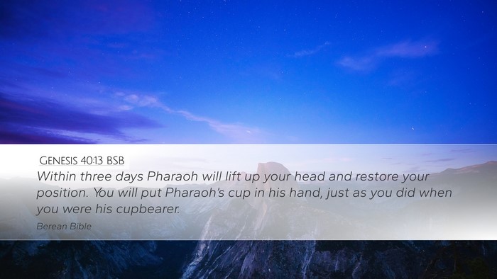 Genesis 40:13 BSB Bible Verse Image