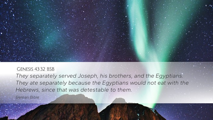 Genesis 43:32 BSB Bible Verse Image