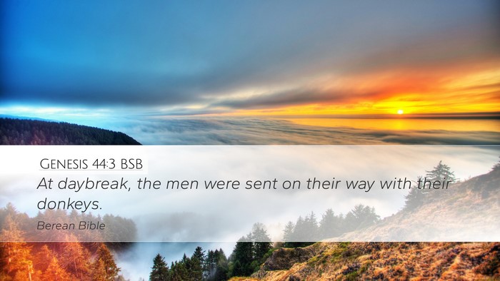 Genesis 44:3 BSB Desktop Wallpaper - At daybreak, the men were sent on their way with - Desktop Bible Verse Wallpaper