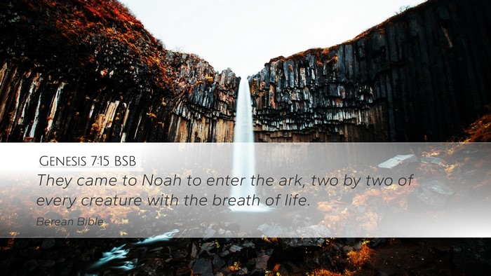 Genesis 7:15 BSB Desktop Wallpaper - They came to Noah to enter the ark, two by two of - Desktop Bible Verse Wallpaper