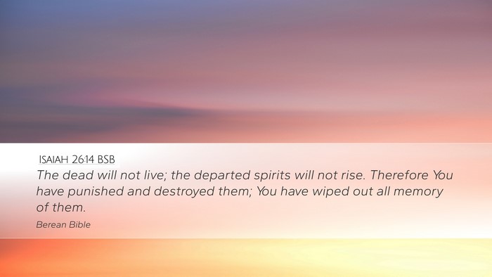 Isaiah 26:14 BSB Desktop Wallpaper - The dead will not live; the departed spirits will - Desktop Bible Verse Wallpaper
