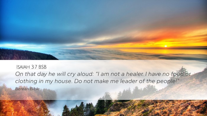 Isaiah 3:7 BSB Desktop Wallpaper - On that day he will cry aloud: “I am not a - Desktop Bible Verse Wallpaper