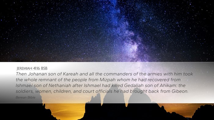 Jeremiah 41:16 BSB Desktop Wallpaper - Then Johanan son of Kareah and all the commanders - Desktop Bible Verse Wallpaper