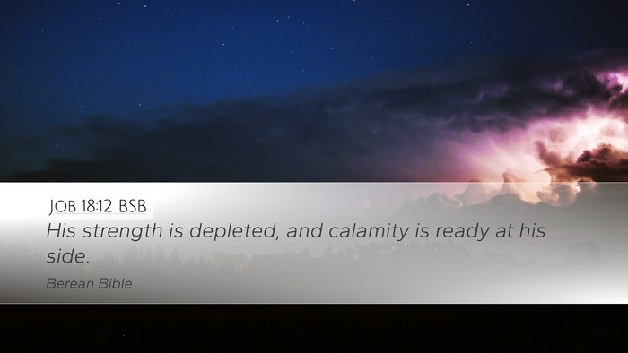 Job 18:12 BSB Desktop Wallpaper - His strength is depleted, and calamity is ready - Desktop Bible Verse Wallpaper
