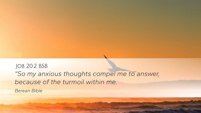 Job 20:2 BSB Desktop Wallpaper - “So my anxious thoughts compel me to answer, - Desktop Bible Verse Wallpaper