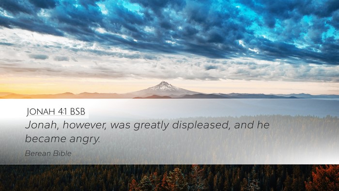 Jonah 4:1 BSB Desktop Wallpaper - Jonah, however, was greatly displeased, and he - Desktop Bible Verse Wallpaper