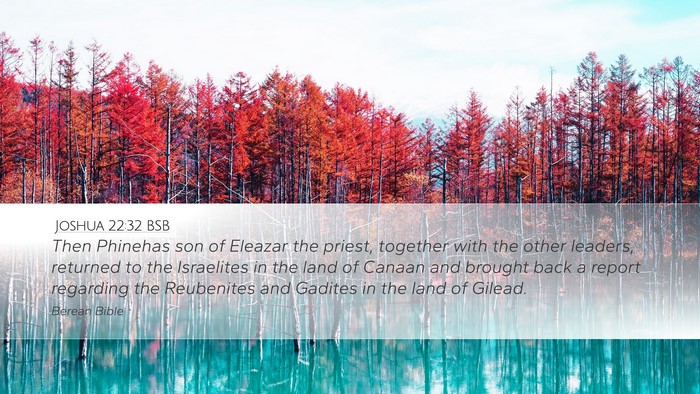Joshua 22:32 BSB Desktop Wallpaper - Then Phinehas son of Eleazar the priest, together - Desktop Bible Verse Wallpaper